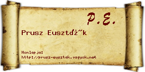 Prusz Euszták névjegykártya